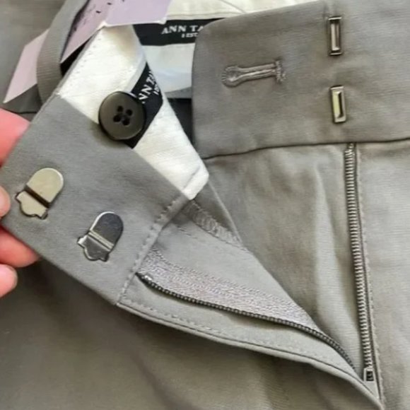 Ann Taylor Signature Pants Trouser Fit Gray Flat Front Straight Leg SZ 12 - Picture 8 of 16